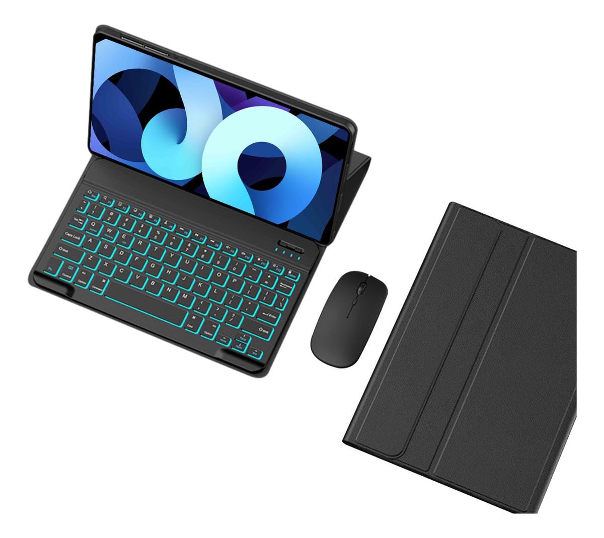 Teclado Para Samsung Tab S7 Plus/S7 fe/S8 Plus-12.4in.com Capas+Mouse (Preto, Teclado retroiluminado)