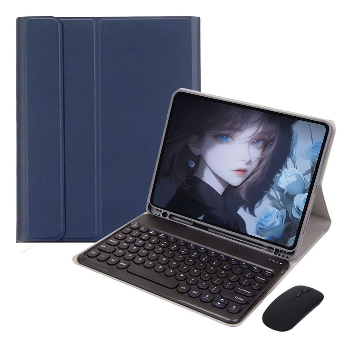 Capa+teclado De Teclas Redondas+mouse Para Air4/air5 10,9 (Azul) - Imagem 9