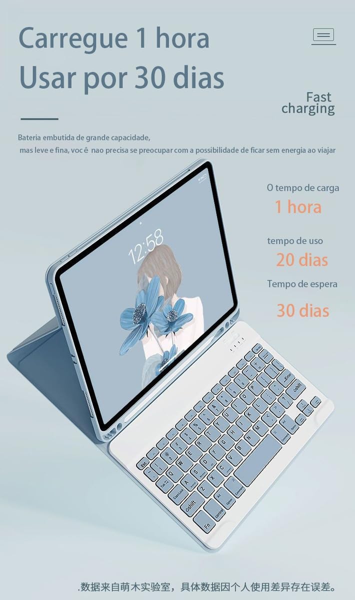 Capa Para Samsung Tab S8 Ultra 14.6 &bluetooth Teclado e Mouse (Preto, Teclado retroiluminado) - Imagem 7