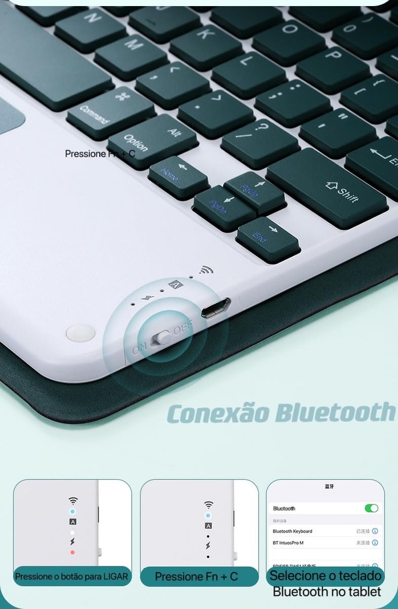 Teclado Para Samsung Tab S7 Plus/S7 fe/S8 Plus-12.4in.com Capas+Mouse (Preto, Teclado retroiluminado) - Imagem 30