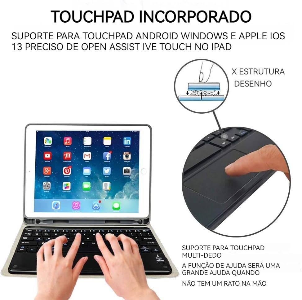 Capa De Teclado Sem Fio Bluetooth Para Samsung Tab S7/s8 - Imagem 32