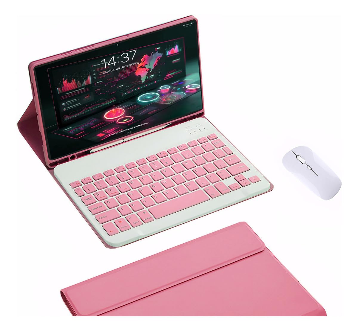 Capa Para Samsung Tab S8 Ultra 14.6 &bluetooth Teclado e Mouse (Preto, Teclado retroiluminado) - Imagem 24