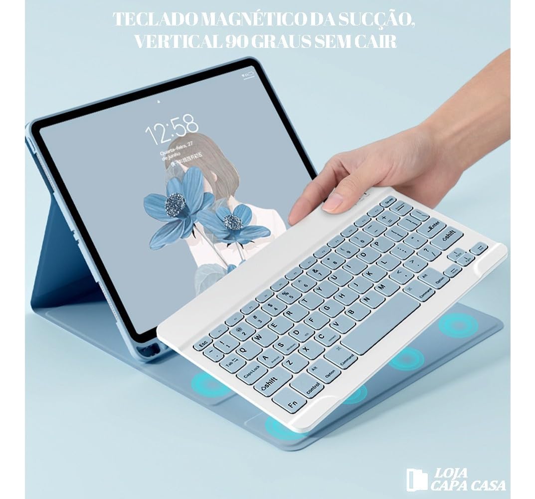 Capa Para Samsung Tab S8 Ultra 14.6 &bluetooth Teclado e Mouse (Preto, Teclado retroiluminado) - Imagem 20