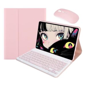 Capa Para Tablet, Capa + Mouse e Teclado Magnético Bluetooth Destacável Para Samsung Tab A7 T500/T505 10.4 (Rosa, Teclado comum)