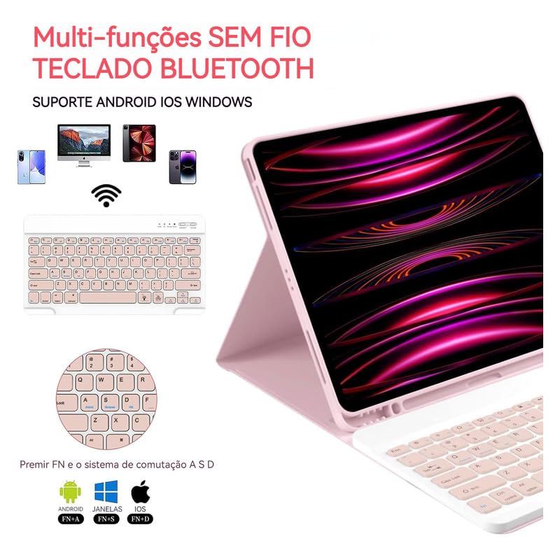 Capa De Teclado Sem Fio Bluetooth Para Samsung Tab S7/s8 - Imagem 3