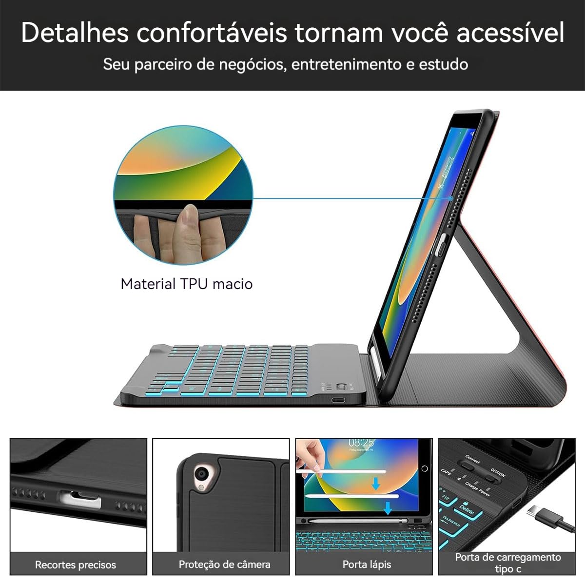 Teclado Touch Screen +Capa Para Tab Samsung A8 10.5 - Imagem 17