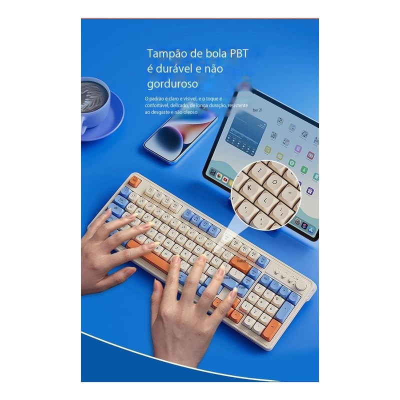 Teclado Sem Fio Para Jogos Abs Retroiluminado Bluetooth 2.4g - Imagem 3