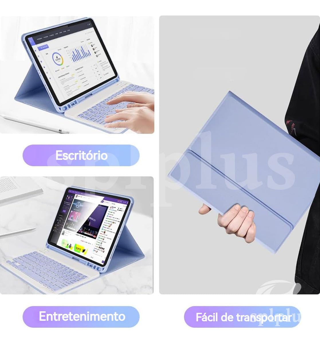 Capa Para Tablet, Capa + Mouse e Teclado Magnético Bluetooth Destacável Para Samsung S6 Lite 10.4 Pol (Verde Escuro, Teclado comum) - Imagem 20