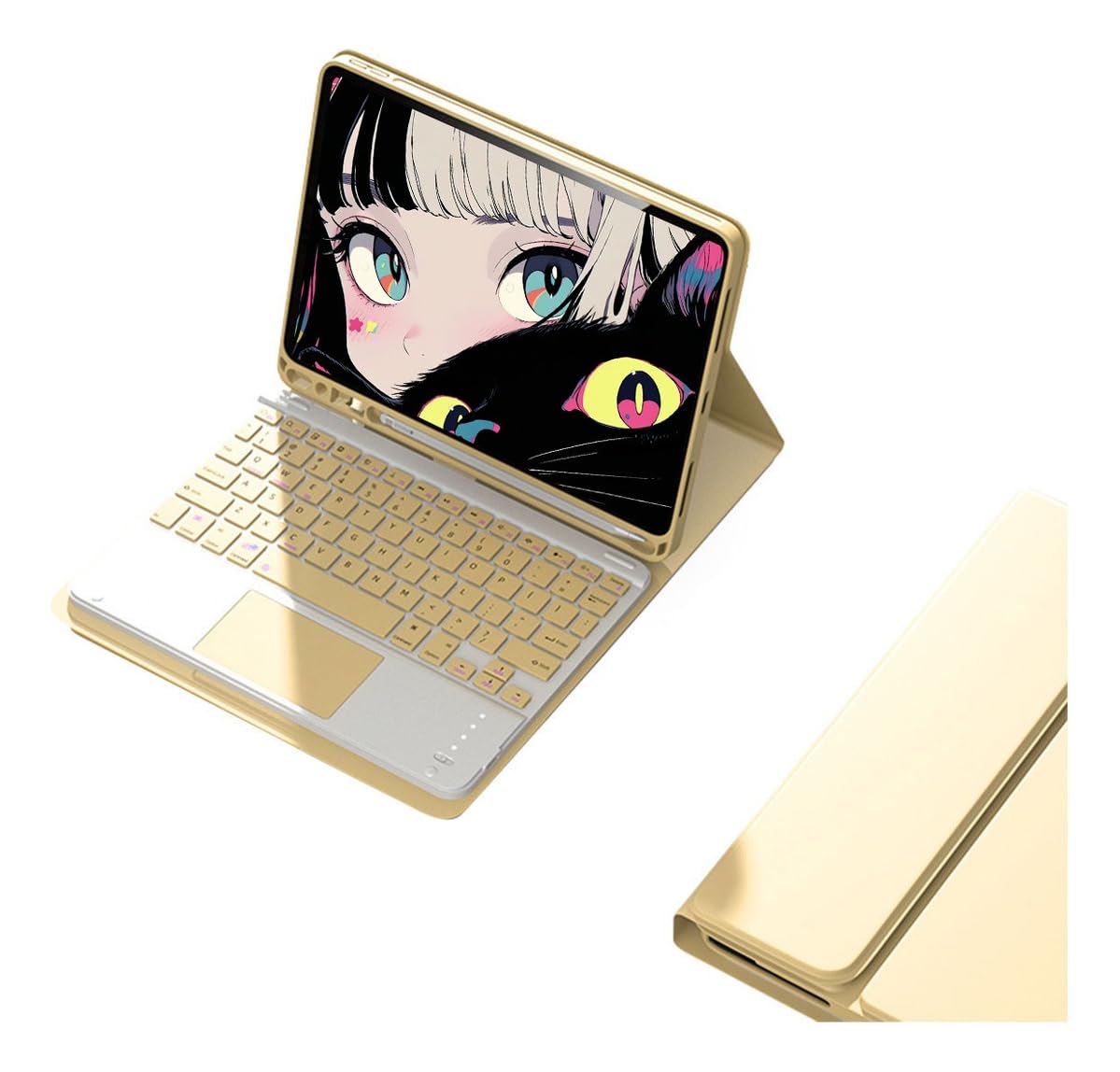 Capa para tablet para iPad de 10,2 polegadas de 8ª, 7ª e 9ª geração com teclado magnético sem fio, fina, leve e à prova de quedas (amarelo limão, Estilo comum) - Imagem 38