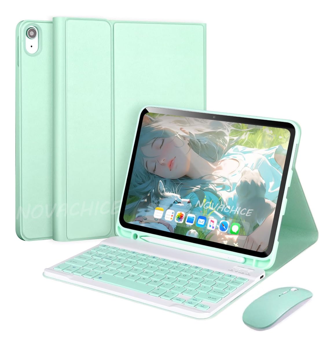 Capa Para Tablet, Capa + Mouse e Teclado Magnético Bluetooth Destacável Para IPad 9ª/ 8ª /7ª Geração (Preto, Teclado comum) - Imagem 15