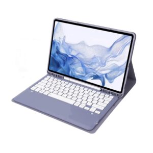Adequado para Tab S8 Ultra 14,6 polegadas tablet capa protetora com teclado (Controlo de toque Cinza Lavanda, Modelo sensível ao toque)