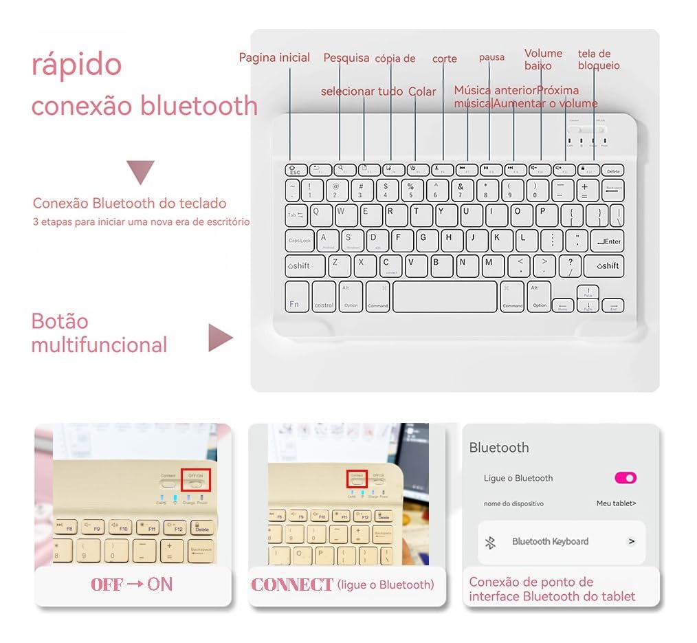 Bluetooth Teclado Para iPad Pro12.9 2018/2020 Com Capa+mouse (cinza lavanda) - Imagem 7