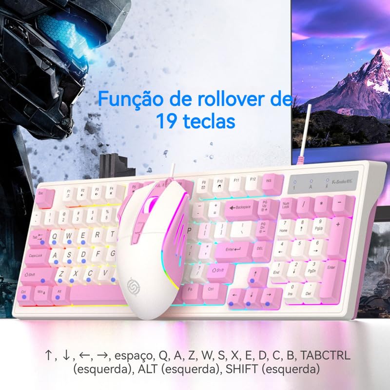 Teclado E Mouse Para Jogos Retroiluminados Coloridos Com Fio - Imagem 3