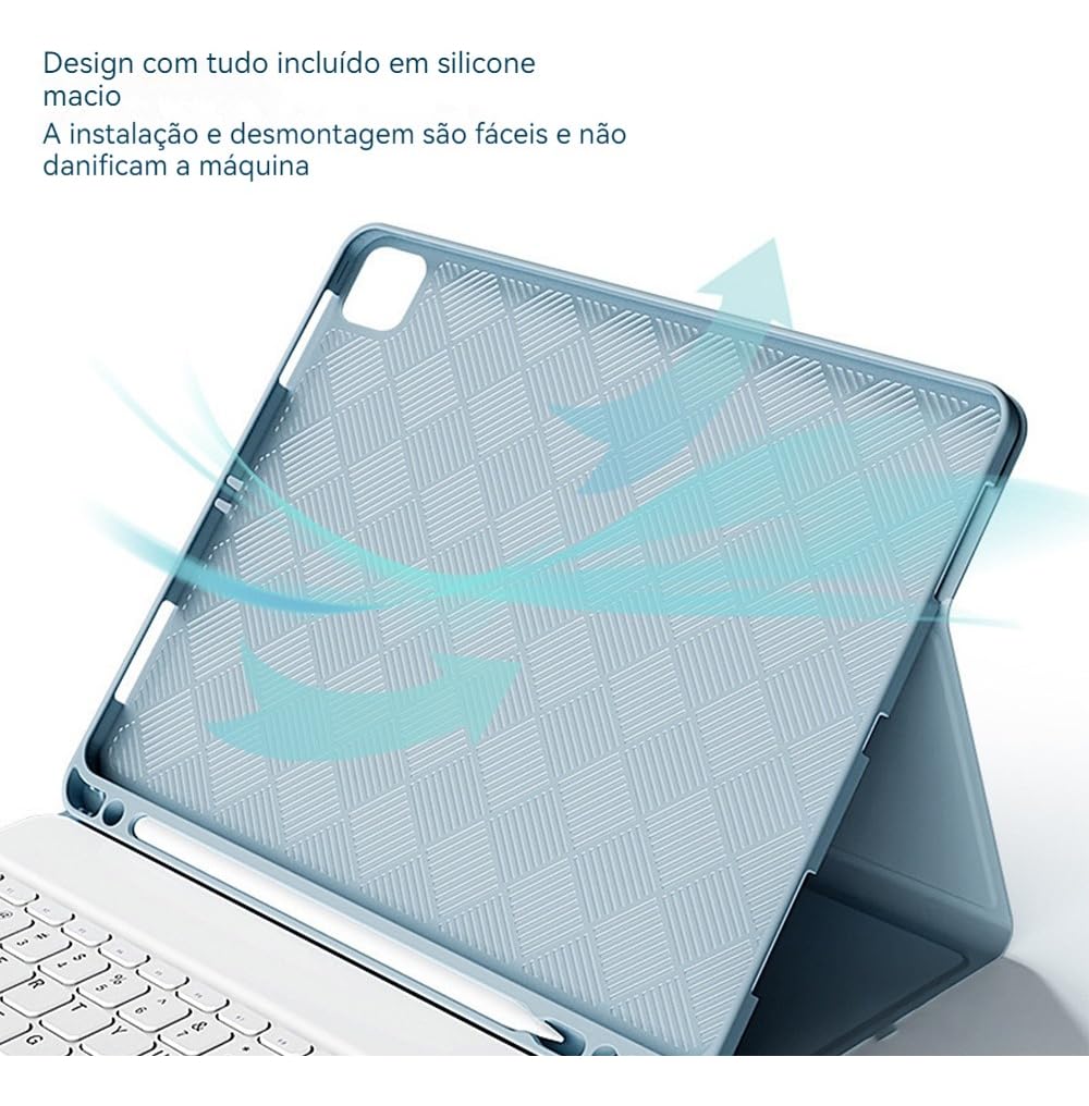 Bluetooth Teclado Para iPad Pro12.9 2018/2020 Com Capa+mouse (cinza lavanda) - Imagem 4