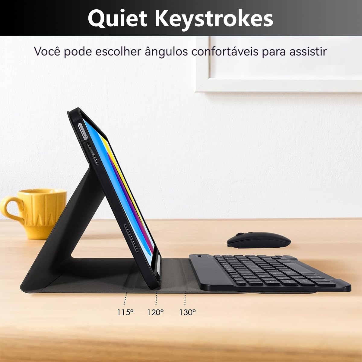 Capa para tablet para iPad de 10,2 polegadas de 8ª, 7ª e 9ª geração com teclado magnético sem fio, fina, leve e à prova de quedas (amarelo limão, Estilo comum) - Imagem 8