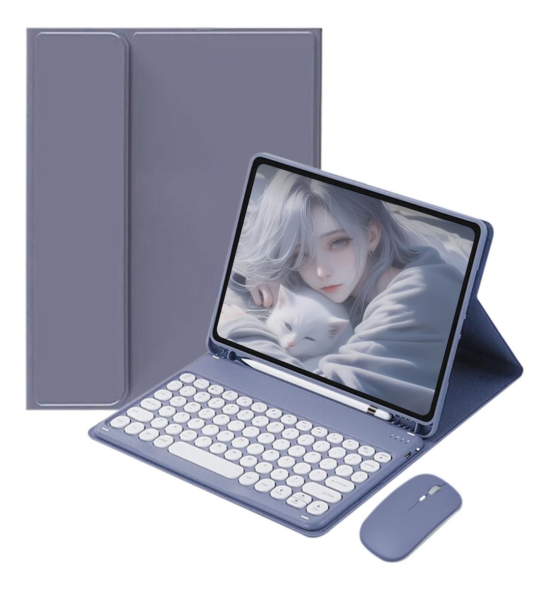 Capa+teclado De Teclas Redondas+mouse Para Air4/air5 10,9 (Azul) - Imagem 10
