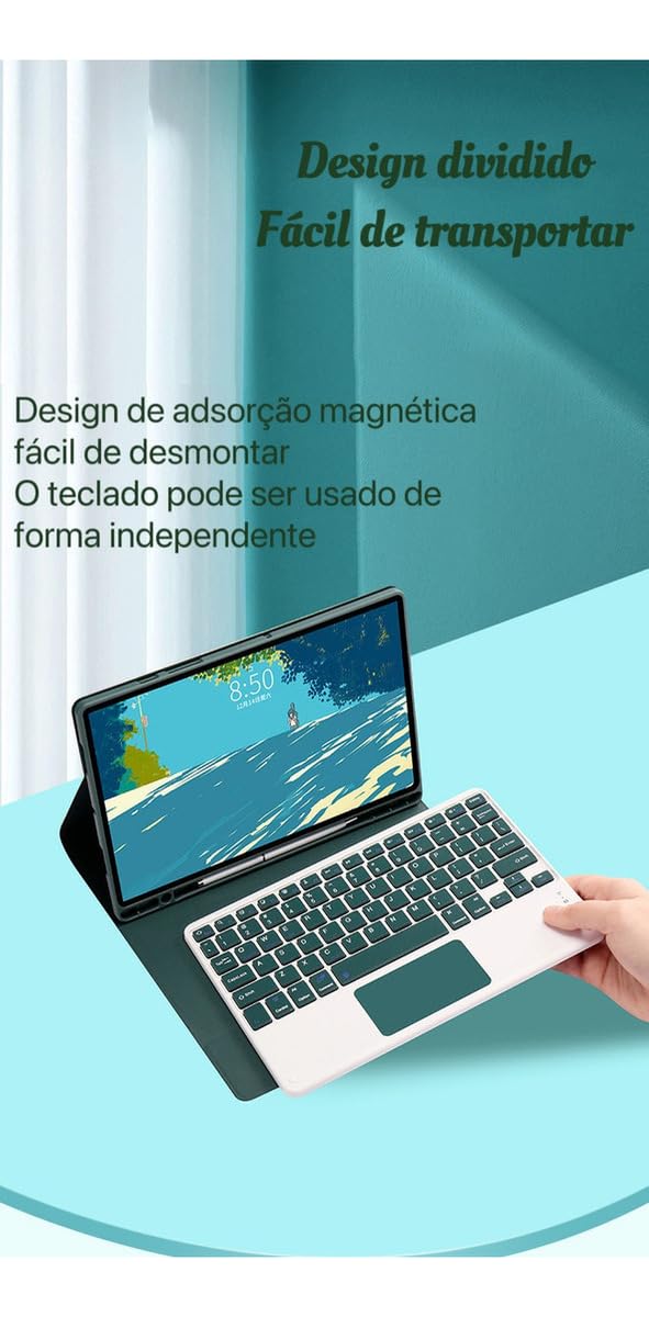 Teclado Para Samsung Tab S7 Plus/S7 fe/S8 Plus-12.4in.com Capas+Mouse (Preto, Teclado retroiluminado) - Imagem 28