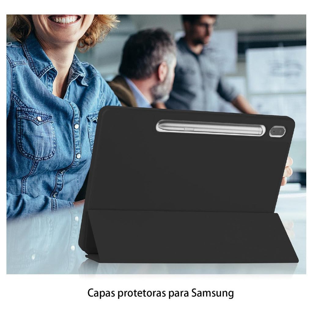 Capa Dobrável Para Tablet De Hibernação Para Samsung Tab S8 Ultra Com Slot Para Caneta Cor Sólida. - Imagem 5