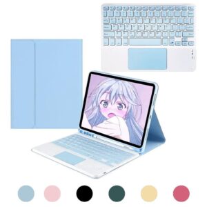 Adequado para Tab S7 Plus teclado magnético Bluetooth de 12,4 polegadas com tampa do teclado (Branco Gelo Azul Toque, Modelo sensível ao toque)