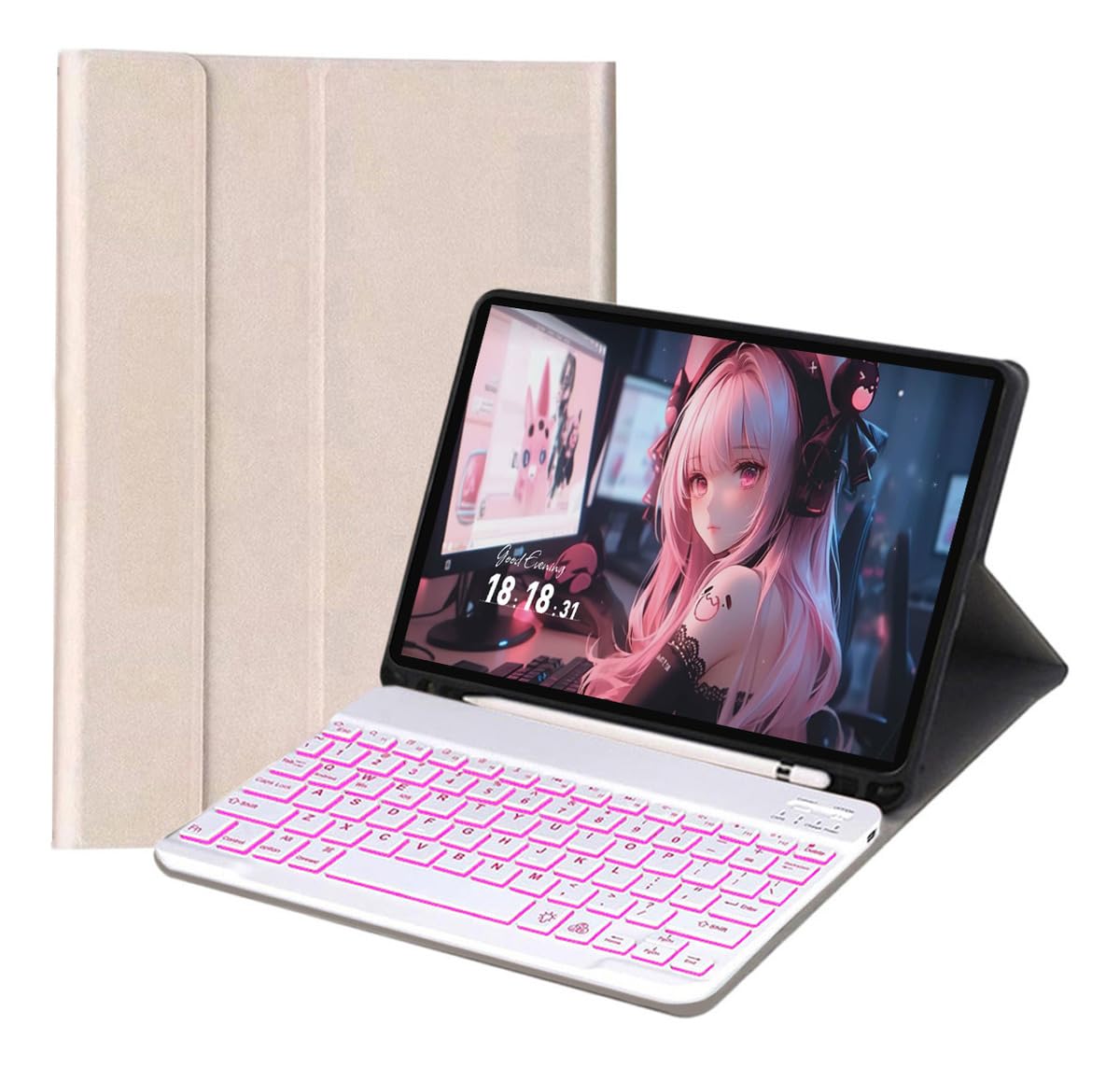 Capa de teclado para galaxy tab s6 lite 10.4 Polegada caso com teclado magnético sem fio capa de couro clássico antiderrapante (preto, Estilo comum) - Imagem 22