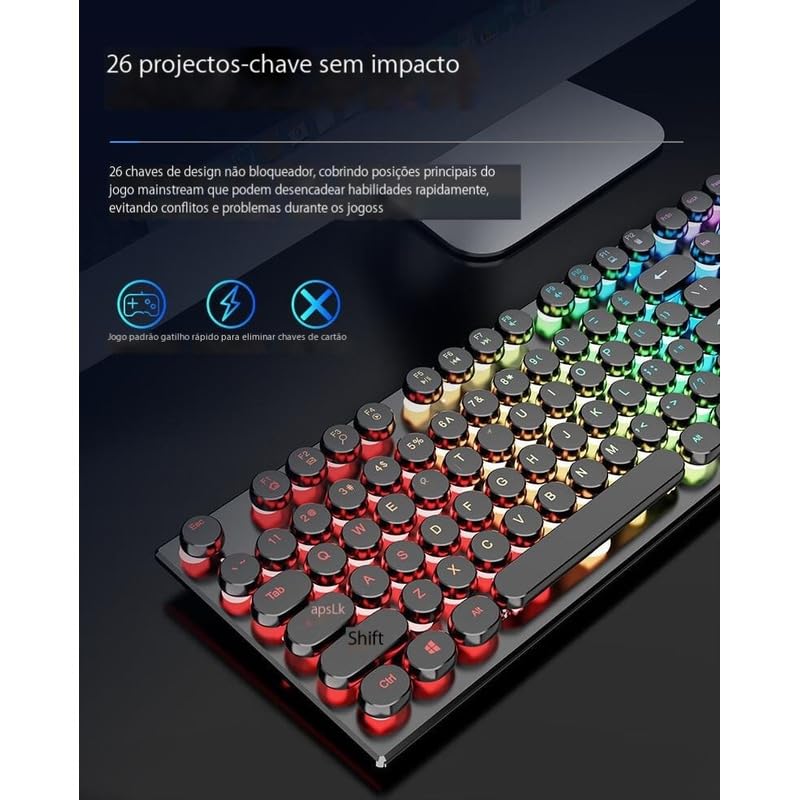 Kit Gamer Teclado Mecânico Com Fio + Mouse Para Jogos +fones De Ouvido - Imagem 7