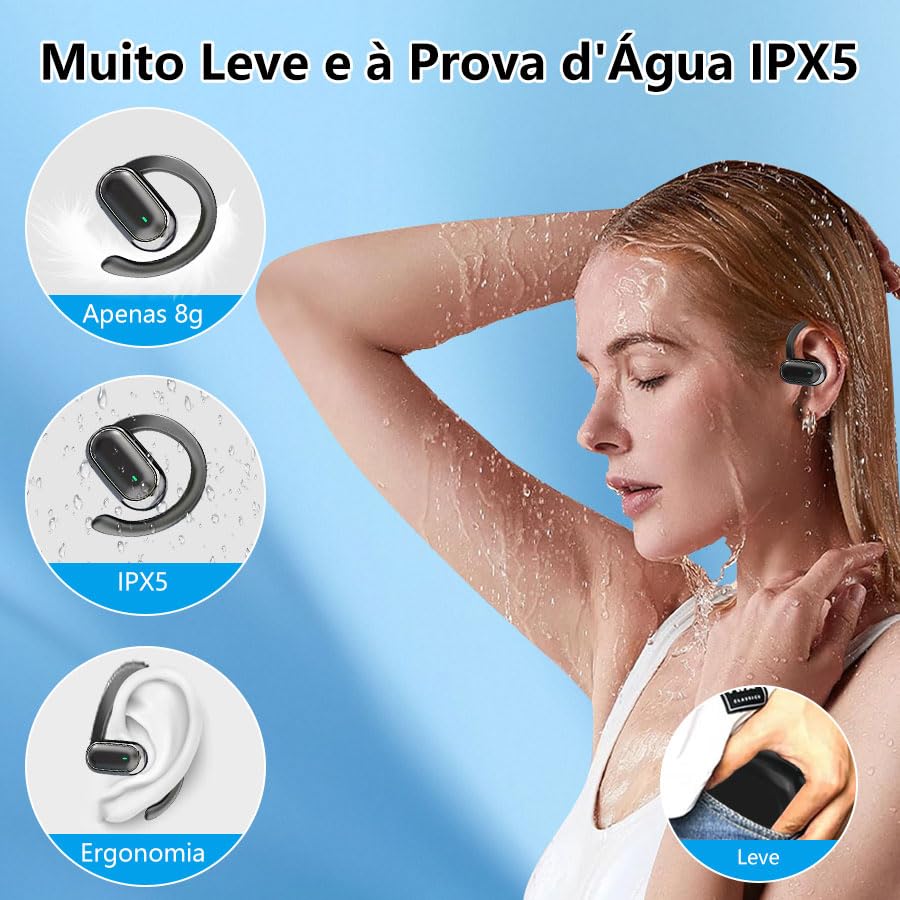Fones de ouvido Bluetooth TWX compatíveis com Android e iOS Fones de ouvido Bluetooth leves sem fio com cancelamento de ruído preto/branco (Branco) - Imagem 5