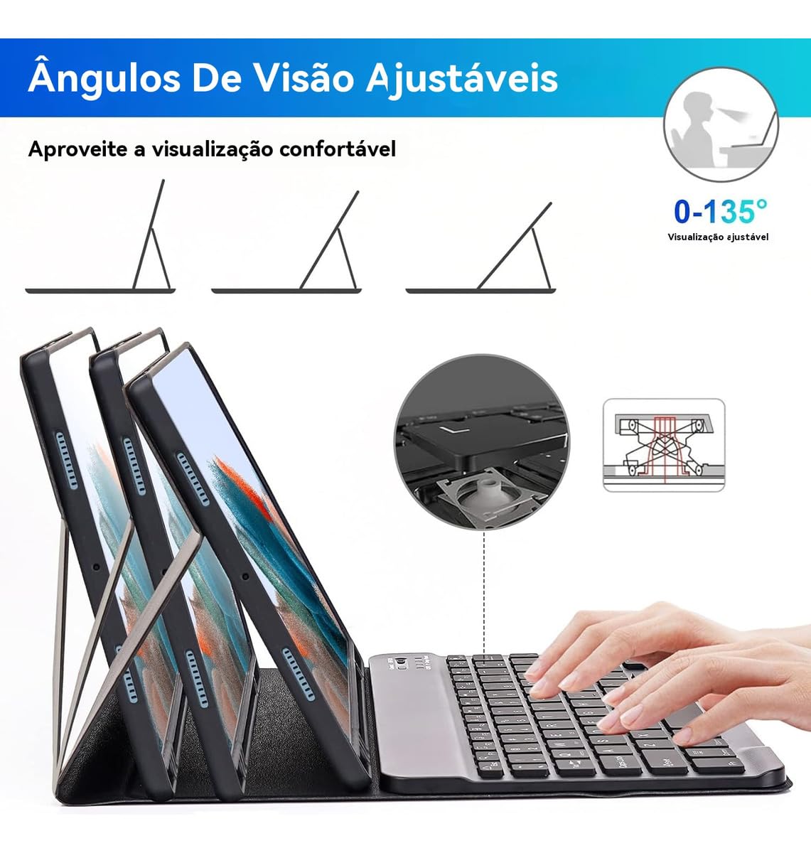 Capa para tablet para iPad de 10,2 polegadas de 8ª, 7ª e 9ª geração com teclado magnético sem fio, fina, leve e à prova de quedas (amarelo limão, Estilo comum) - Imagem 21