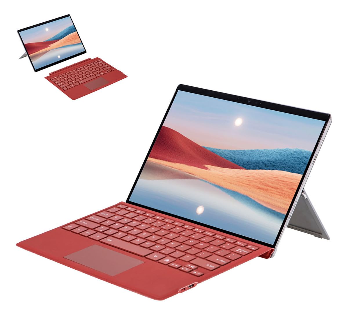 Teclado Bluetooth Magnético Para Surface7/6/5/4/3 com Retroiluminação 2ª Versão Atualizada (Cor bordô)