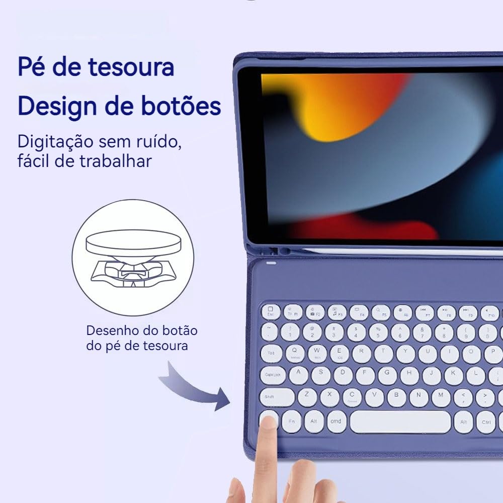 Capa + Mouse + Teclado Redondo Para Samsung Tab A9+ 11 Polegadas X210/X216/X218 - Imagem 6