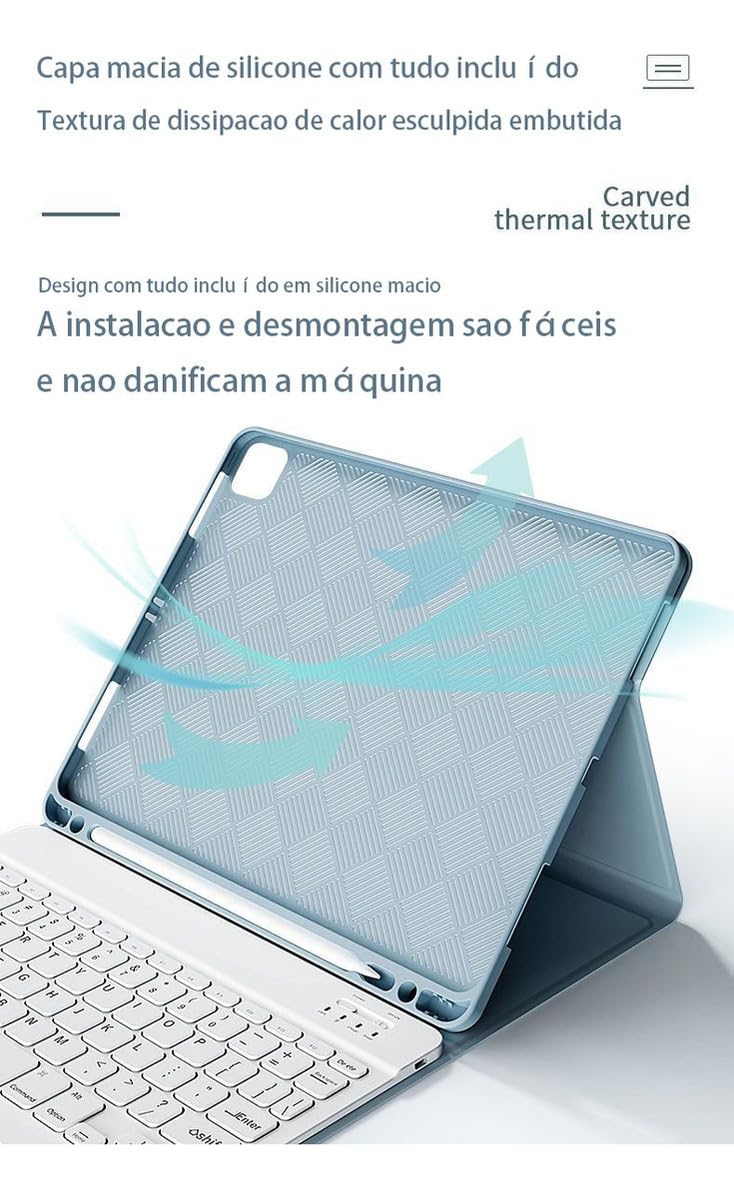 Capa Para Samsung Tab S8 Ultra 14.6 &bluetooth Teclado e Mouse (Preto, Teclado retroiluminado) - Imagem 3