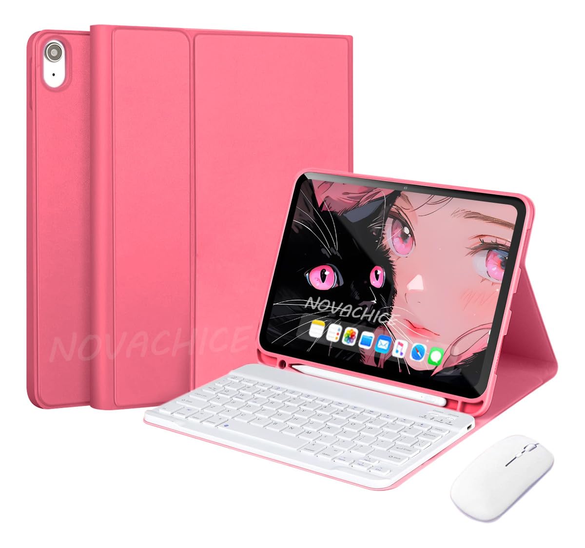 Capa Para Tablet, Capa + Mouse e Teclado Magnético Bluetooth Destacável Para IPad 9ª/ 8ª /7ª Geração (Preto, Teclado comum) - Imagem 11