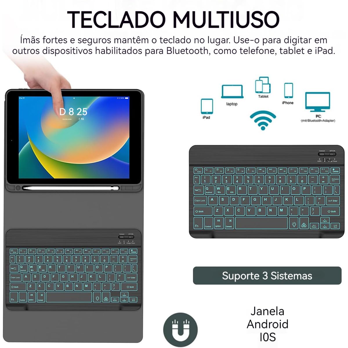Teclado Touch Screen +Capa Para Tab Samsung A8 10.5 - Imagem 16