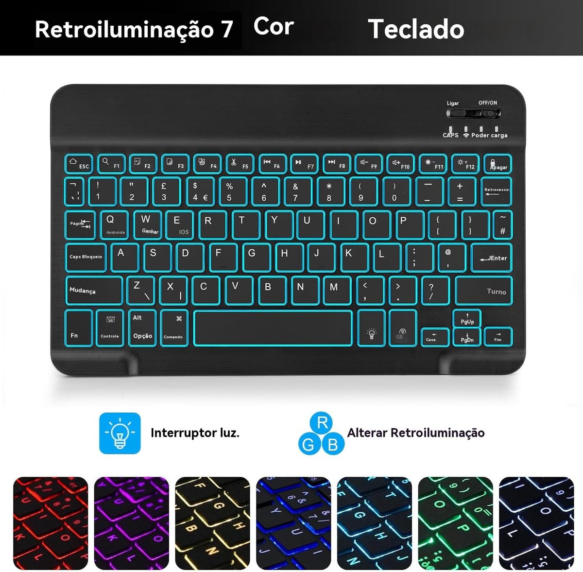 Capa para tablet para iPad de 10,2 polegadas de 8ª, 7ª e 9ª geração com teclado magnético sem fio, fina, leve e à prova de quedas (amarelo limão, Estilo comum) - Imagem 19