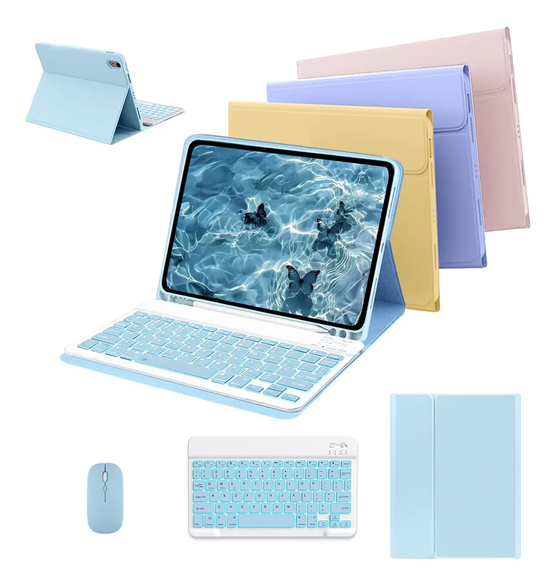 Capa Para iPad 9ª/8ª/7ªgeração A2602 A2603 Com Teclado Touch Cor Rosa + Teclado Touchpad - Imagem 11