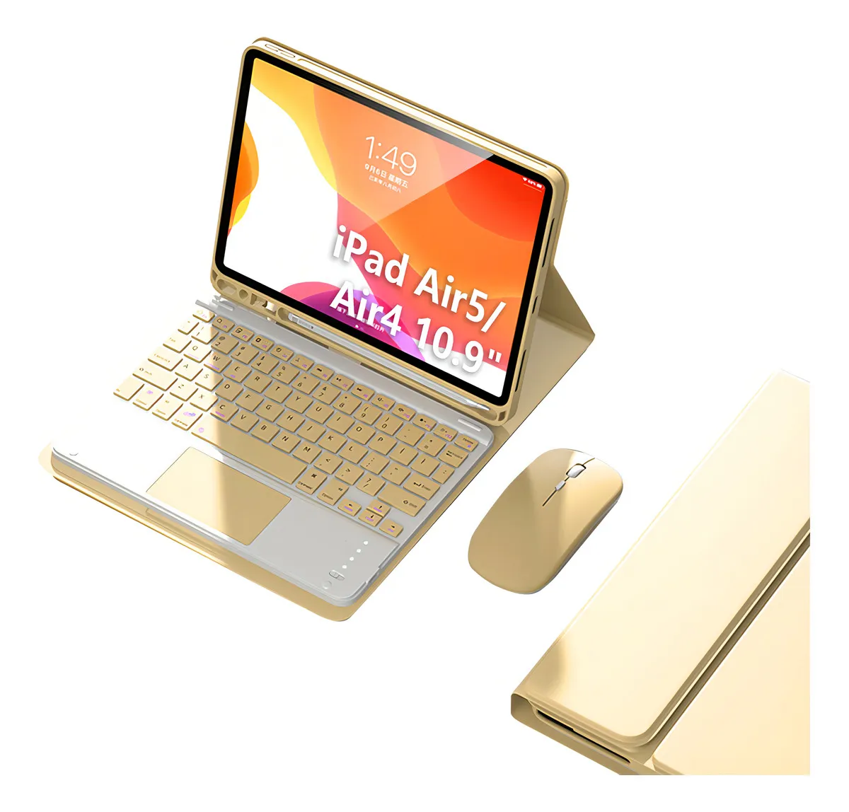 Capa Para iPad Air4/air5 10.9pol E Teclado De Bluetooth Cor Sakura Pink + Teclado - Imagem 5