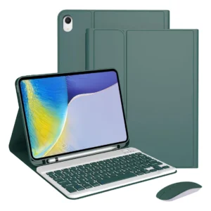 Teclado e Mouse Bluetooth Capa para iPad 9ª/8ª/7ª Geração Cor Verde-escuro