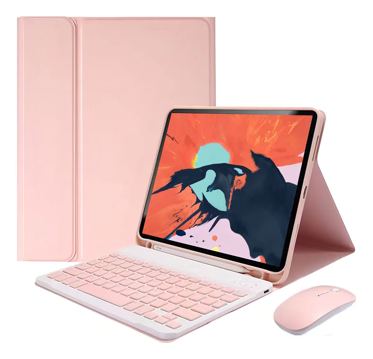 Capa Para iPad Geração 9/8/7 Com Teclado E Mouse Redondo Cor Tartrazina capa redonda teclado mouse - Imagem 30