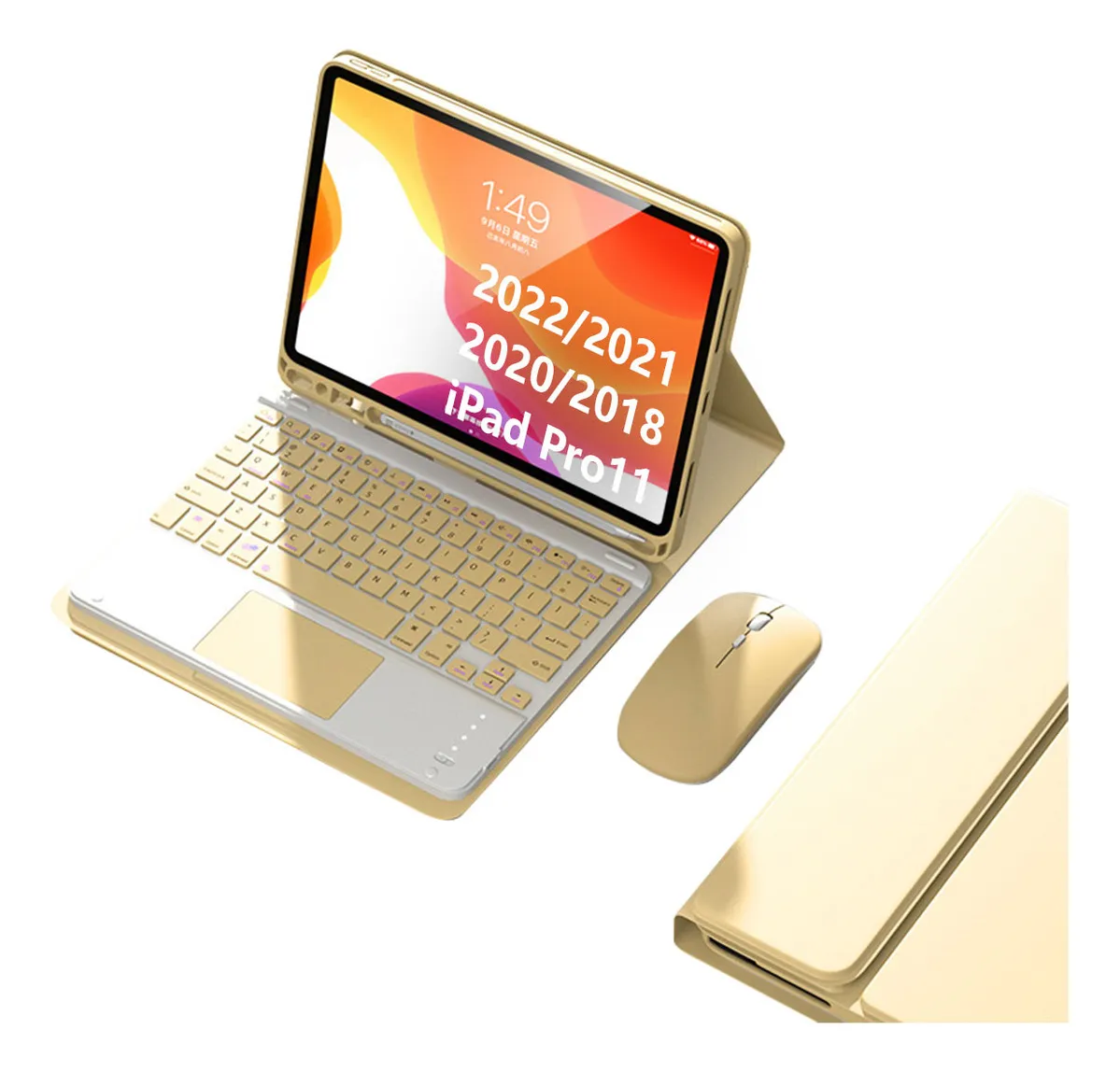 Teclado Touch + Mouse Recarregável + Capa Para iPad Pro 11 - Imagem 11