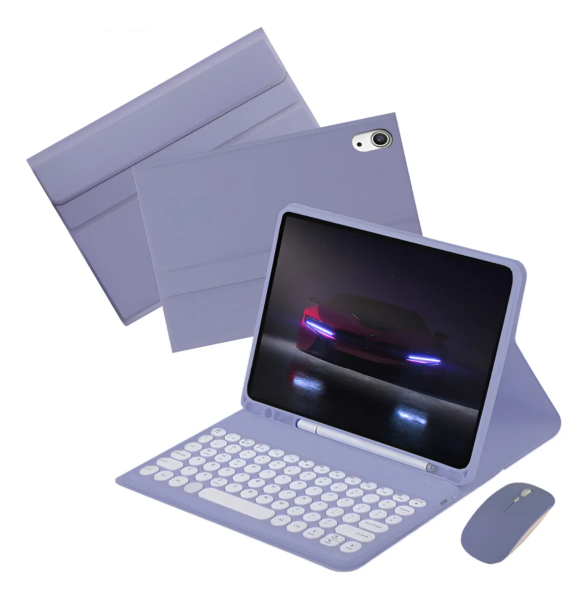 Capa Com Teclado De Teclas Redondas E Mouse Para Tab A7 10.4 - Imagem 13