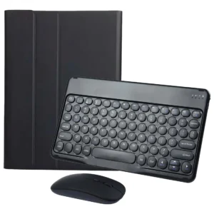 Capa + Teclado Redondo + Mouse Para Samsung Tab S7/s8 Cor Preto + Preto Teclado Redondo + Preto Carregamento Bluetooth Mouse
