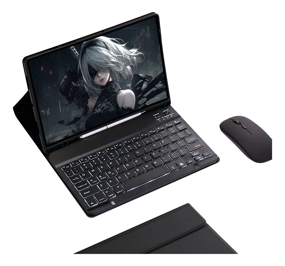 Teclado Luminoso Mouse Capa de Couro para Tab S6 Lite Cor Rosa teclado Iluminado rato - Imagem 9