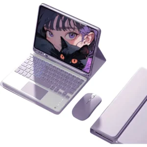 Capa Teclado Touch Mouse Para iPad 7ª/8ª/9ª Geração Cor Cinza Lavanda Teclado Touchpad Mouse Bluetooth