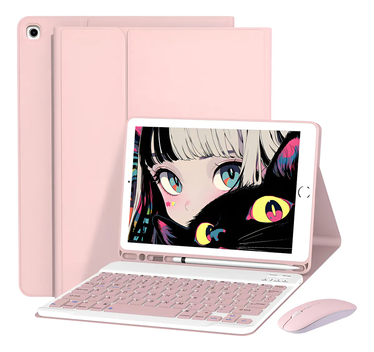 Teclado,mouse E Capa Para iPad Air4/ Air5 10,9'' A2588 A2316 Cor Mist Blue + Mist Blue Teclado + Mist Blue Carregamento Bluetooth Mouse - Imagem 6