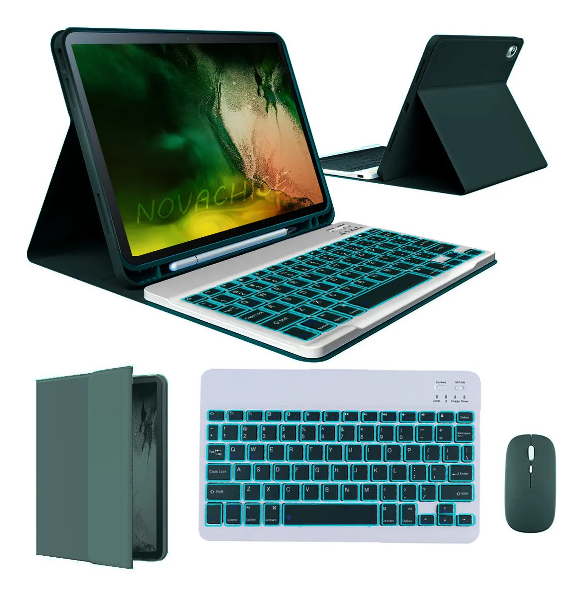 Capa Para iPad 9ª/8ª/7ªgeração A2602 A2603 Com Teclado Touch Cor Rosa + Teclado Touchpad - Imagem 30