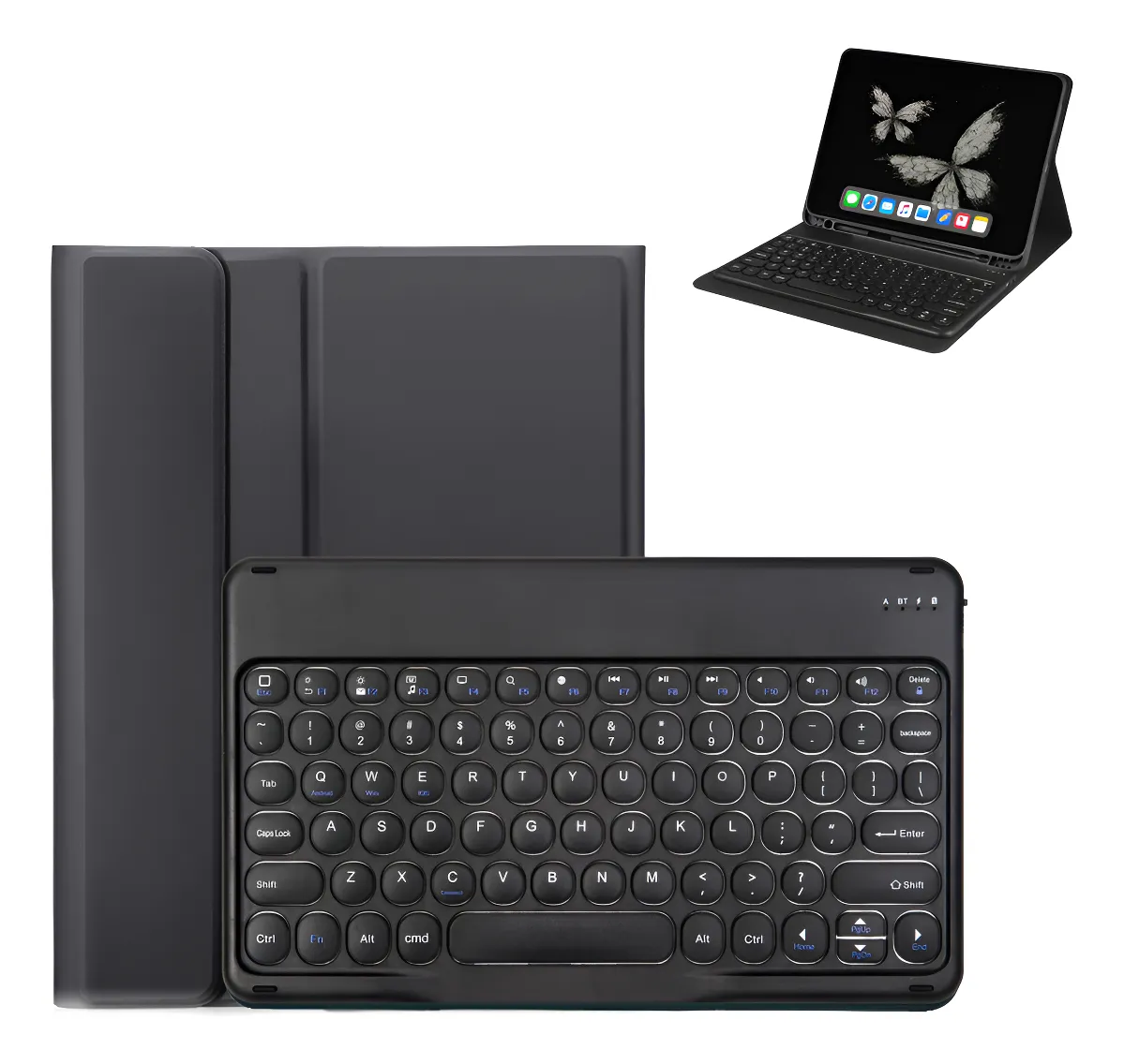 Capa Com Slot Para Caneta + Teclado Redondo Para iPad 9 - Imagem 17