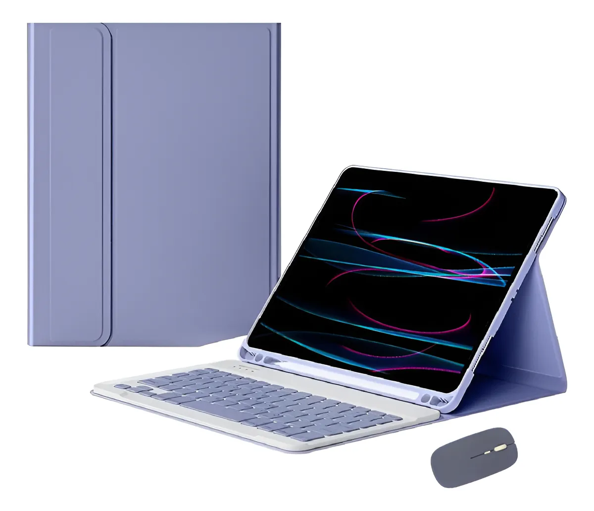 Capa Teclado Mouse Sem Fio Bluetooth Rosa Samsung Tab A7 T500 T505 SPLPLUS - Imagem 5