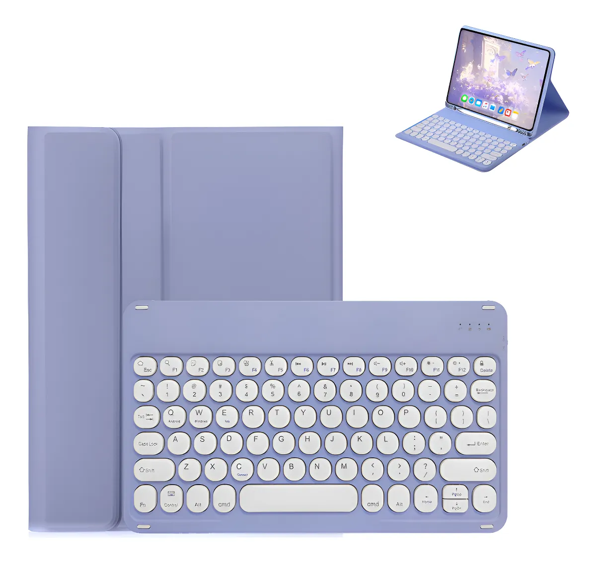 Capa Com Slot Para Caneta + Teclado Redondo Para iPad 9 - Imagem 14