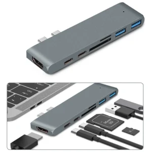 Adaptador Para Macbook Pro Air M1 4k Usb Hub C 7 Em 1 Cor Cinza