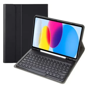 Capa Para Tablet+ Teclado Bluetooth Para Samsung Tab S7/s8 Cor Preto + Teclado Redondo