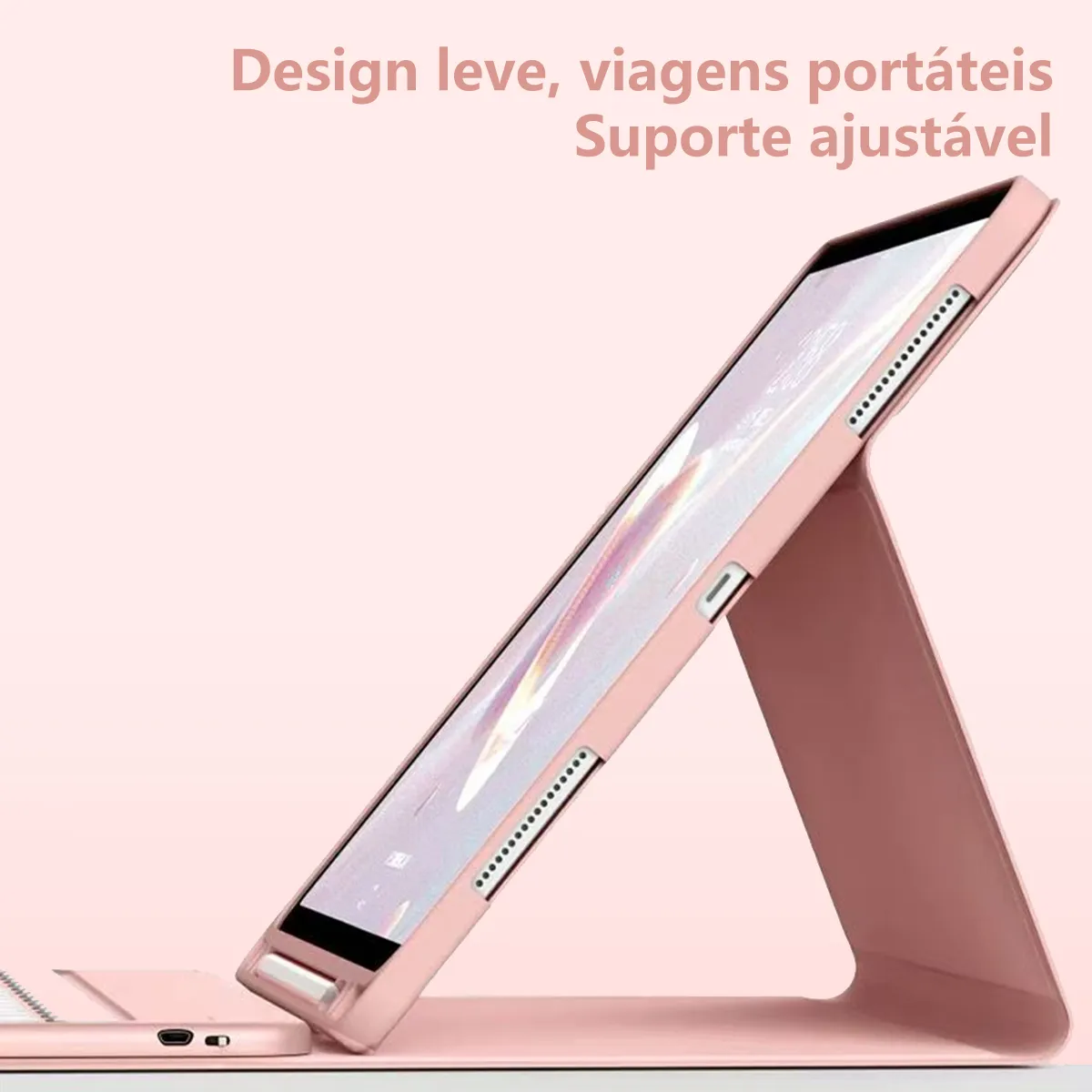 Capa Com Teclado De Teclas Redondas E Mouse Para Tab A7 10.4 - Imagem 5